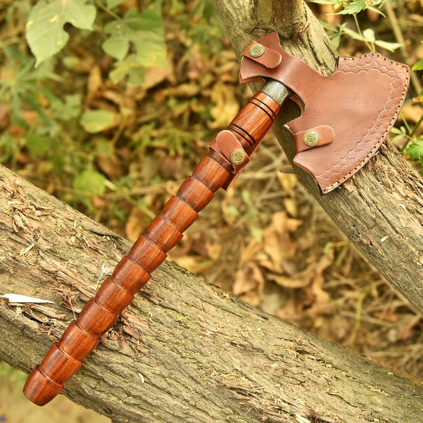 Handmade Damascus Steel Heritage Viking Axe Wood Handle With Sheath