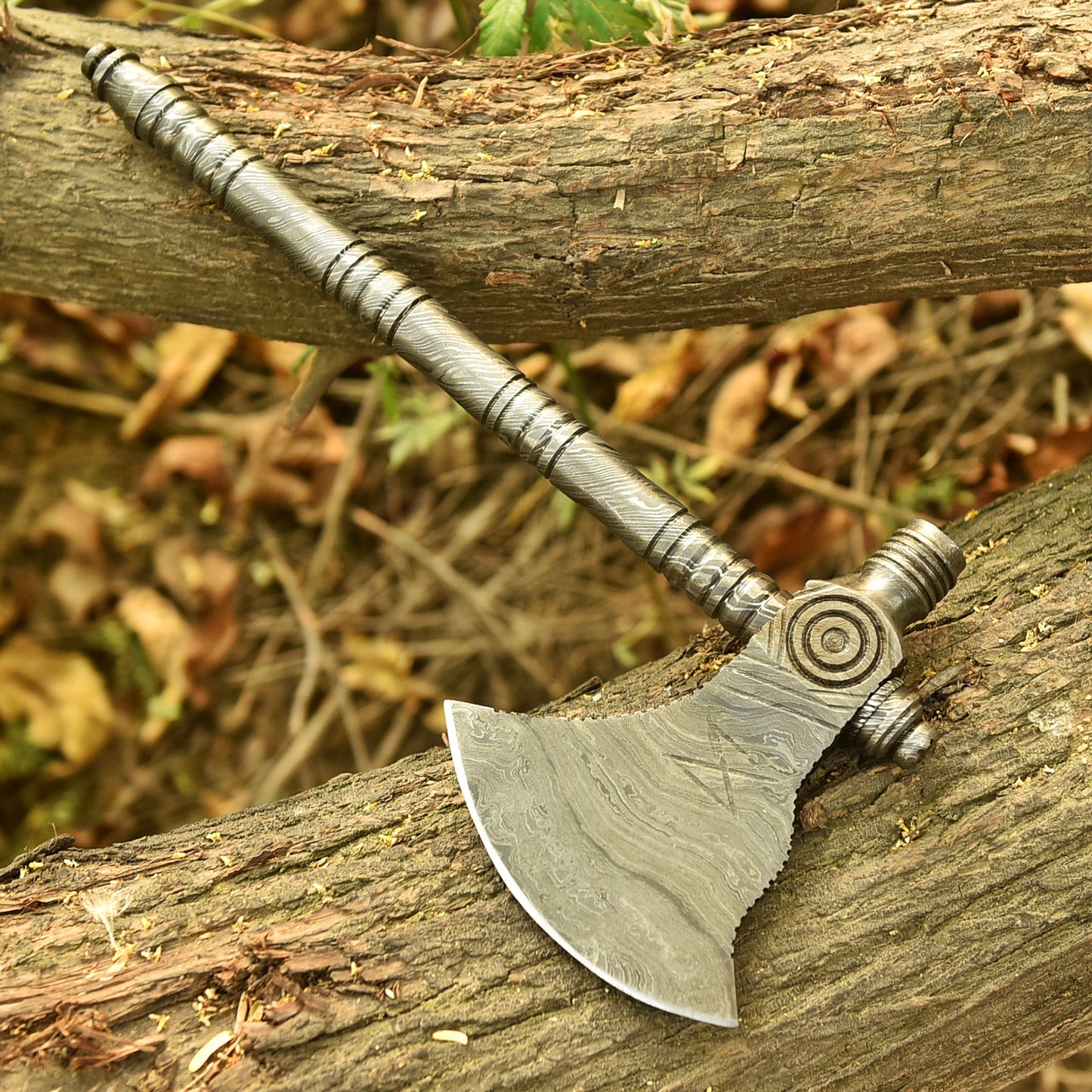 Handmade Damascus Steel Viking Collectible Norse Inspired Bearded Axe