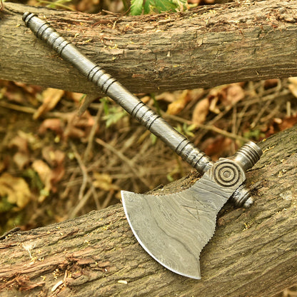 Handmade Damascus Steel Viking Collectible Norse Inspired Bearded Axe