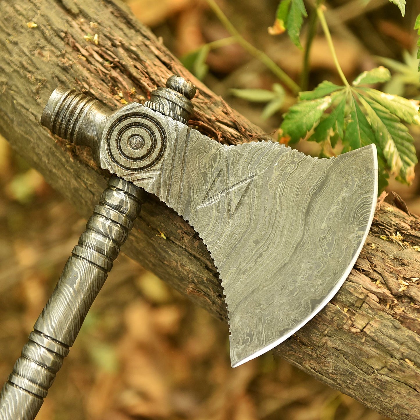 Handmade Damascus Steel Viking Collectible Norse Inspired Bearded Axe