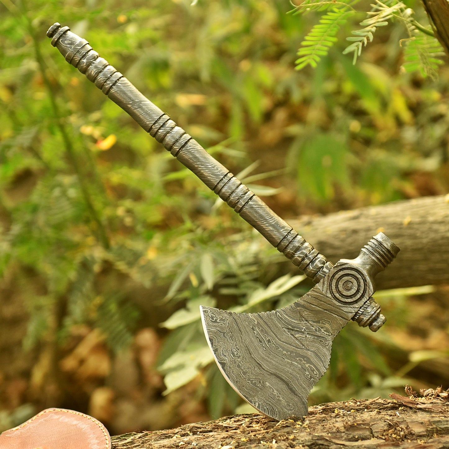 Handmade Damascus Steel Viking Collectible Norse Inspired Bearded Axe
