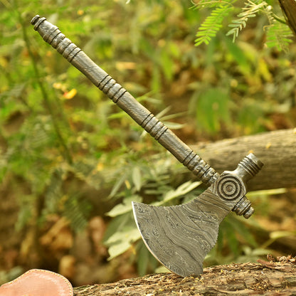 Handmade Damascus Steel Viking Collectible Norse Inspired Bearded Axe