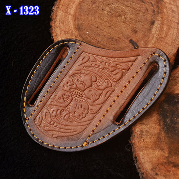 Premium Hand Stitched Floral Pattern Leather Folding Knife Sheath