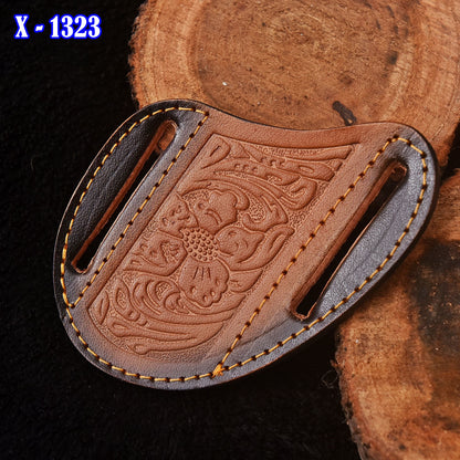 Premium Hand Stitched Floral Pattern Leather Folding Knife Sheath