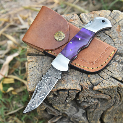 Handmade Damascus Steel Gentleman Folding Pocket Knife Everyday Carry
