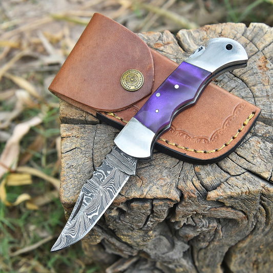 Handmade Damascus Steel Gentleman Folding Pocket Knife Everyday Carry