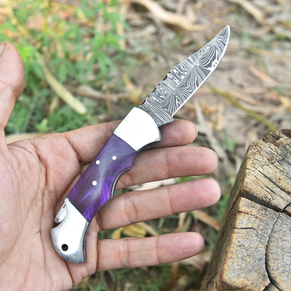 Handmade Damascus Steel Gentleman Folding Pocket Knife Everyday Carry