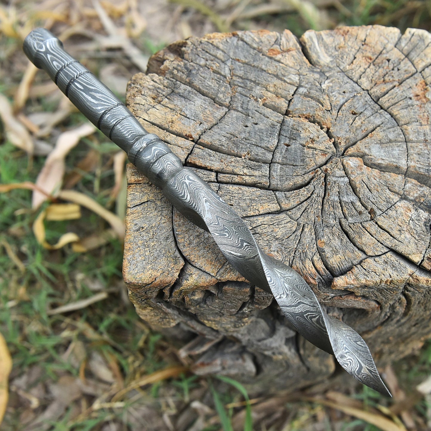 Custom Hand Forged Damascus Steel Double Edge Full Tang Dagger With Sheath