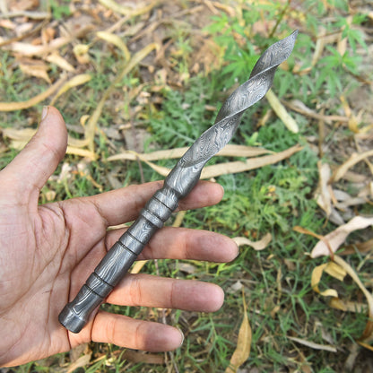 Custom Hand Forged Damascus Steel Double Edge Full Tang Dagger With Sheath