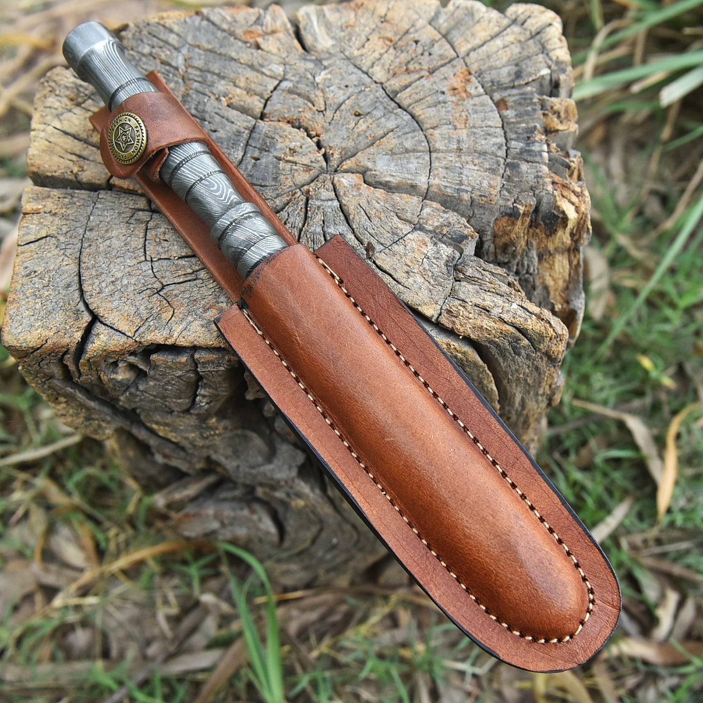 Custom Hand Forged Damascus Steel Double Edge Full Tang Dagger With Sheath