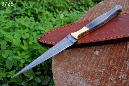 Custom Hand Forged Damascus Steel Double Edge Dagger Camel Bone Handle