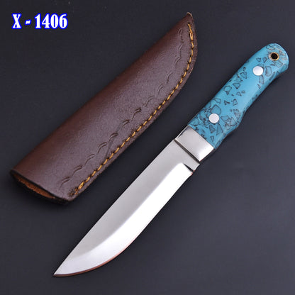 9" Custom Hand Forged Carbon Steel Full Tang Skinner Knife Resin With Sheath