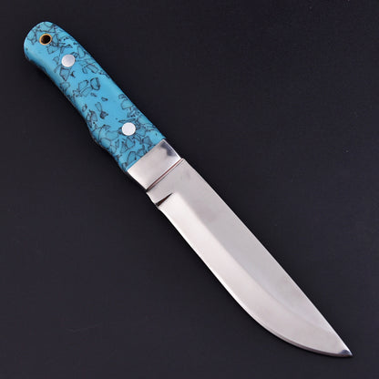 9" Custom Hand Forged Carbon Steel Full Tang Skinner Knife Resin With Sheath