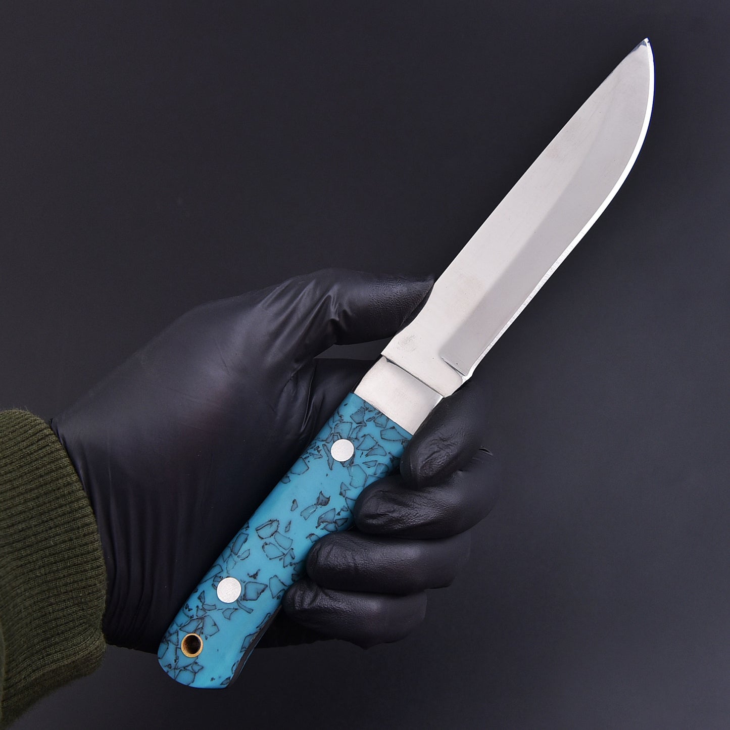 9" Custom Hand Forged Carbon Steel Full Tang Skinner Knife Resin With Sheath