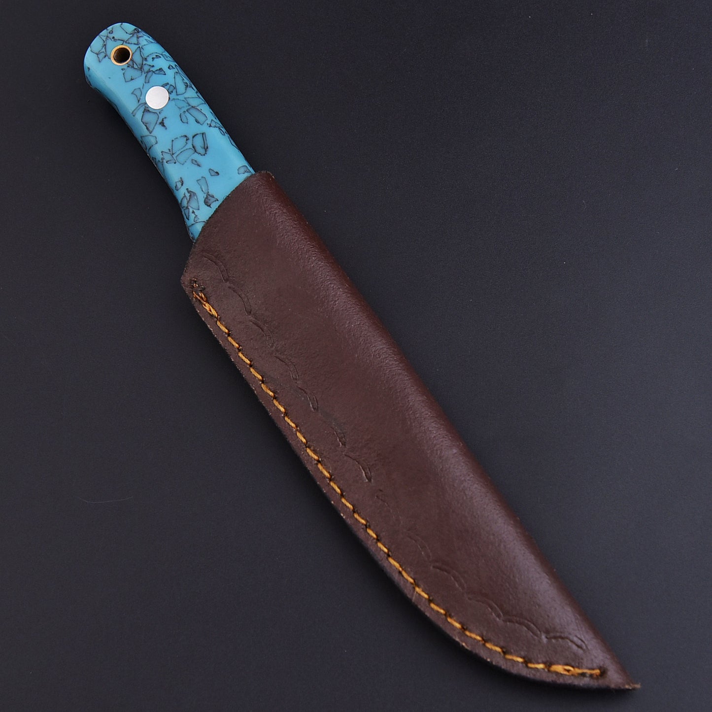9" Custom Hand Forged Carbon Steel Full Tang Skinner Knife Resin With Sheath