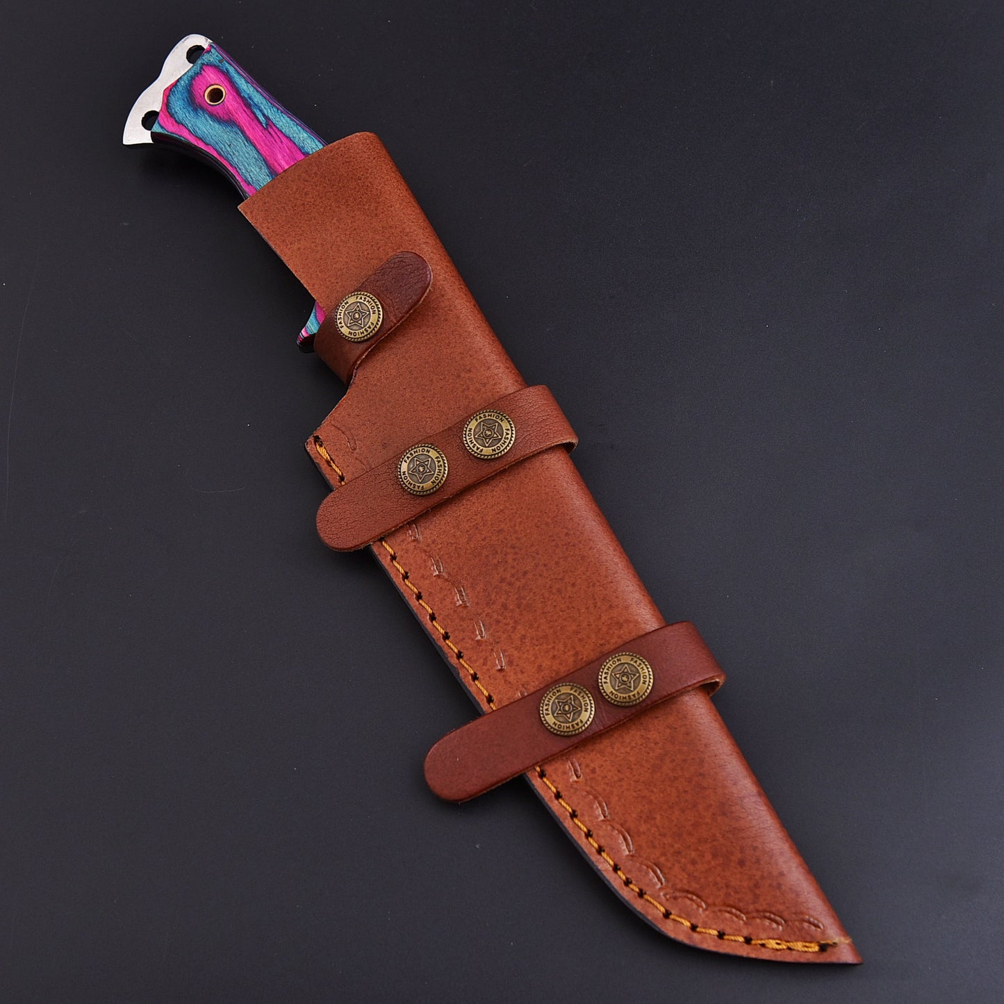 Hand Forged D2 Steel Hunting Tracker Fix Blade Knife Full Tang - Pakkawood Handle