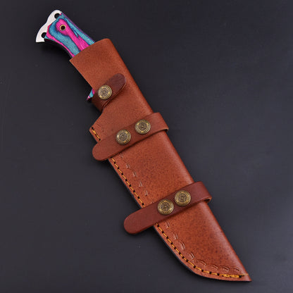 Hand Forged D2 Steel Hunting Tracker Fix Blade Knife Full Tang - Pakkawood Handle