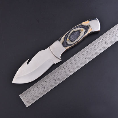 8” Custom Hand Forged Carbon Steel Full Tang Skinner Knife Gut Hook Wood Handle Regular price