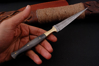 Custom Hand Forged Damascus Steel Double Edge Dagger Camel Bone Handle