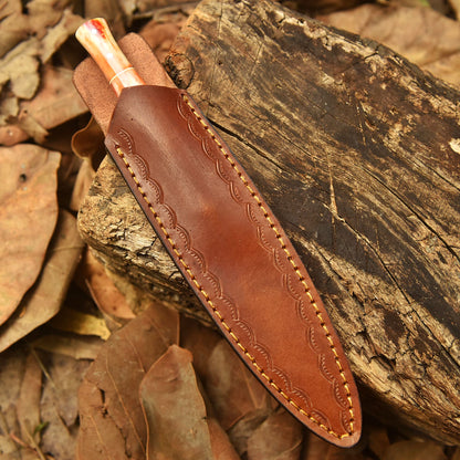 Traditional Hand Forged Damascus Steel Double Edge Dagger Camel Bone Handle