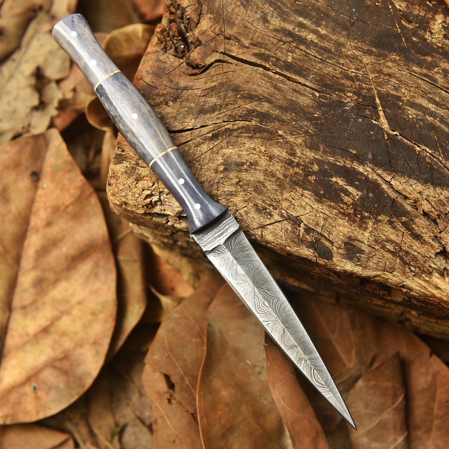 Handcrafted Double Edge Damascus Steel Blade Dagger Camel Bone Handle