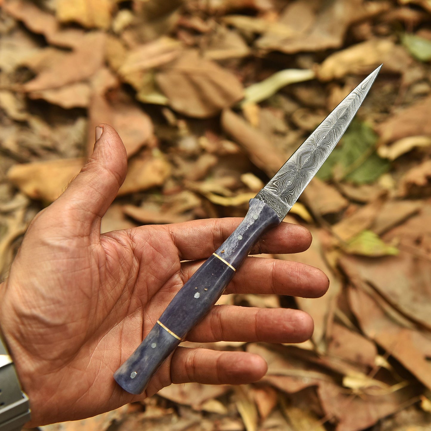 Handcrafted Double Edge Damascus Steel Blade Dagger Camel Bone Handle
