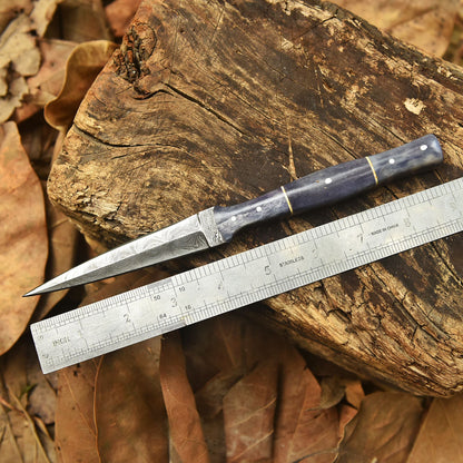 Handcrafted Double Edge Damascus Steel Blade Dagger Camel Bone Handle