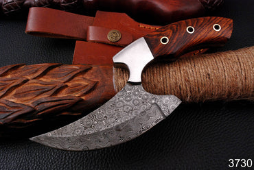 Handmade Damascus Alaska Ulu Knife Ideal Pizza Cutter Skinner Wood Handle x-195