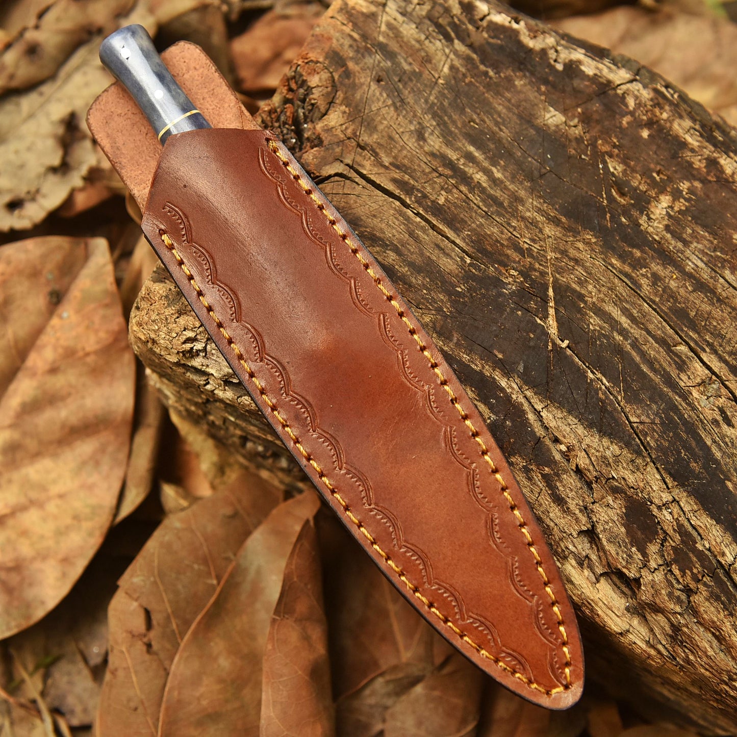 Handcrafted Double Edge Damascus Steel Blade Dagger Camel Bone Handle