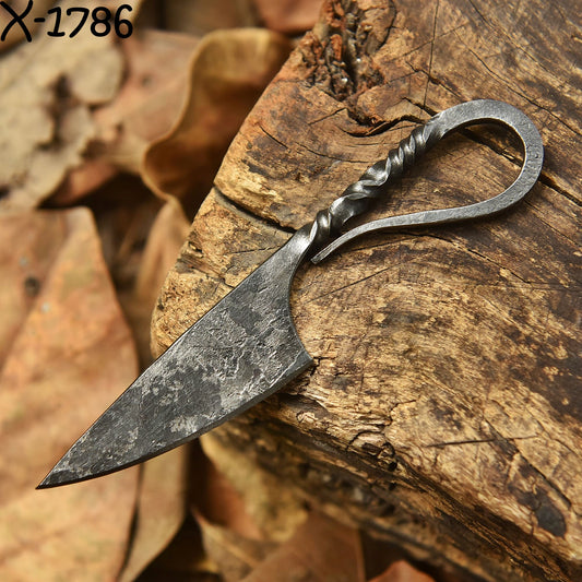 Rustic Handcrafted Mini Utility Blacksmith Knife Blacksmith Loop Handle