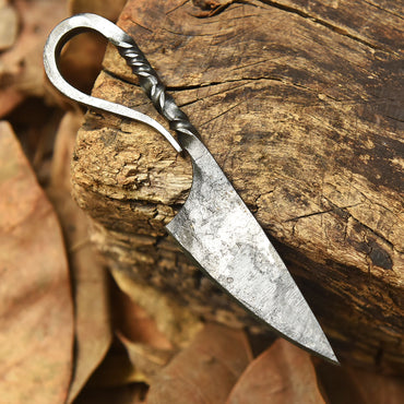 Rustic Handcrafted Mini Utility Blacksmith Knife Blacksmith Loop Handle