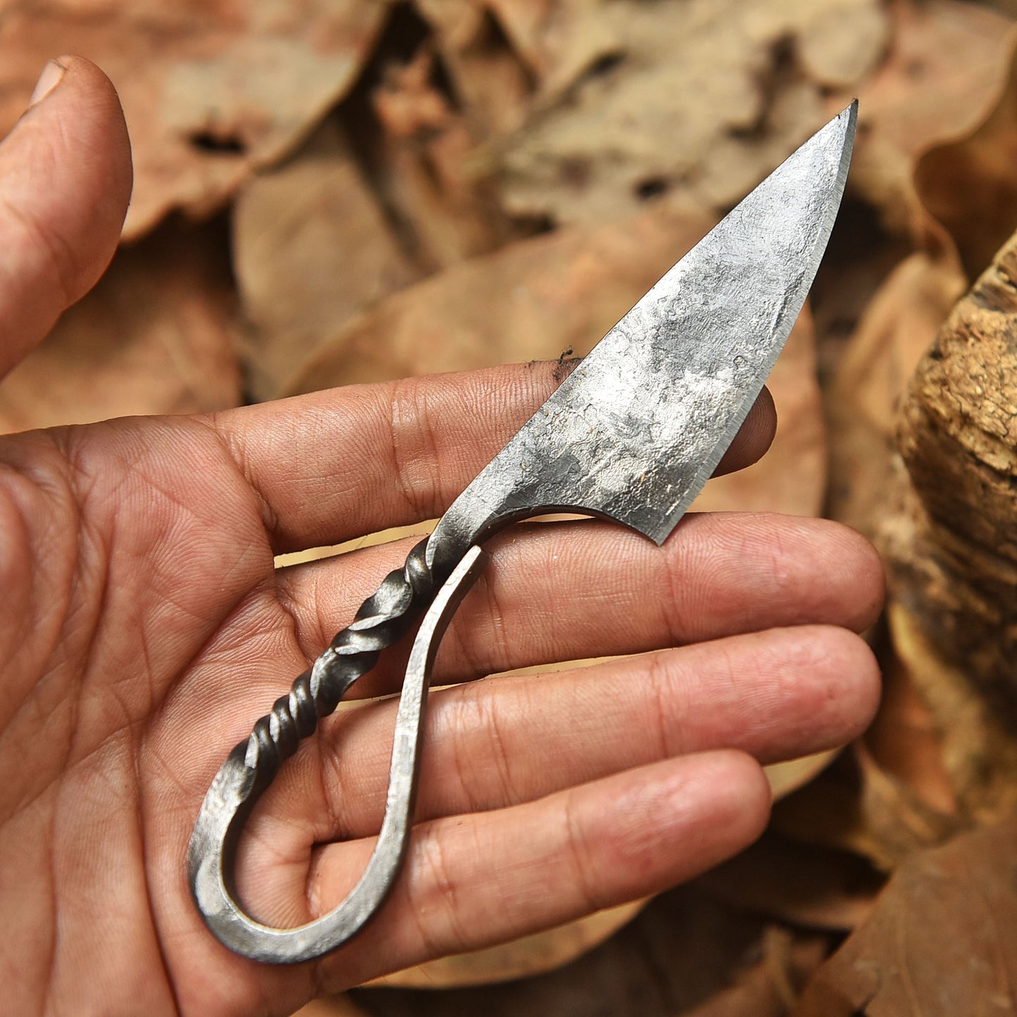 Rustic Handcrafted Mini Utility Blacksmith Knife Blacksmith Loop Handle