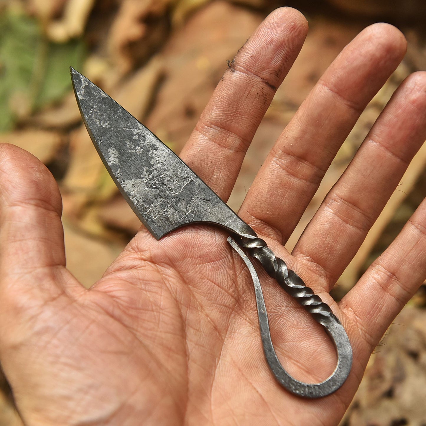 Rustic Handcrafted Mini Utility Blacksmith Knife Blacksmith Loop Handle