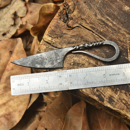 Rustic Handcrafted Mini Utility Blacksmith Knife Blacksmith Loop Handle