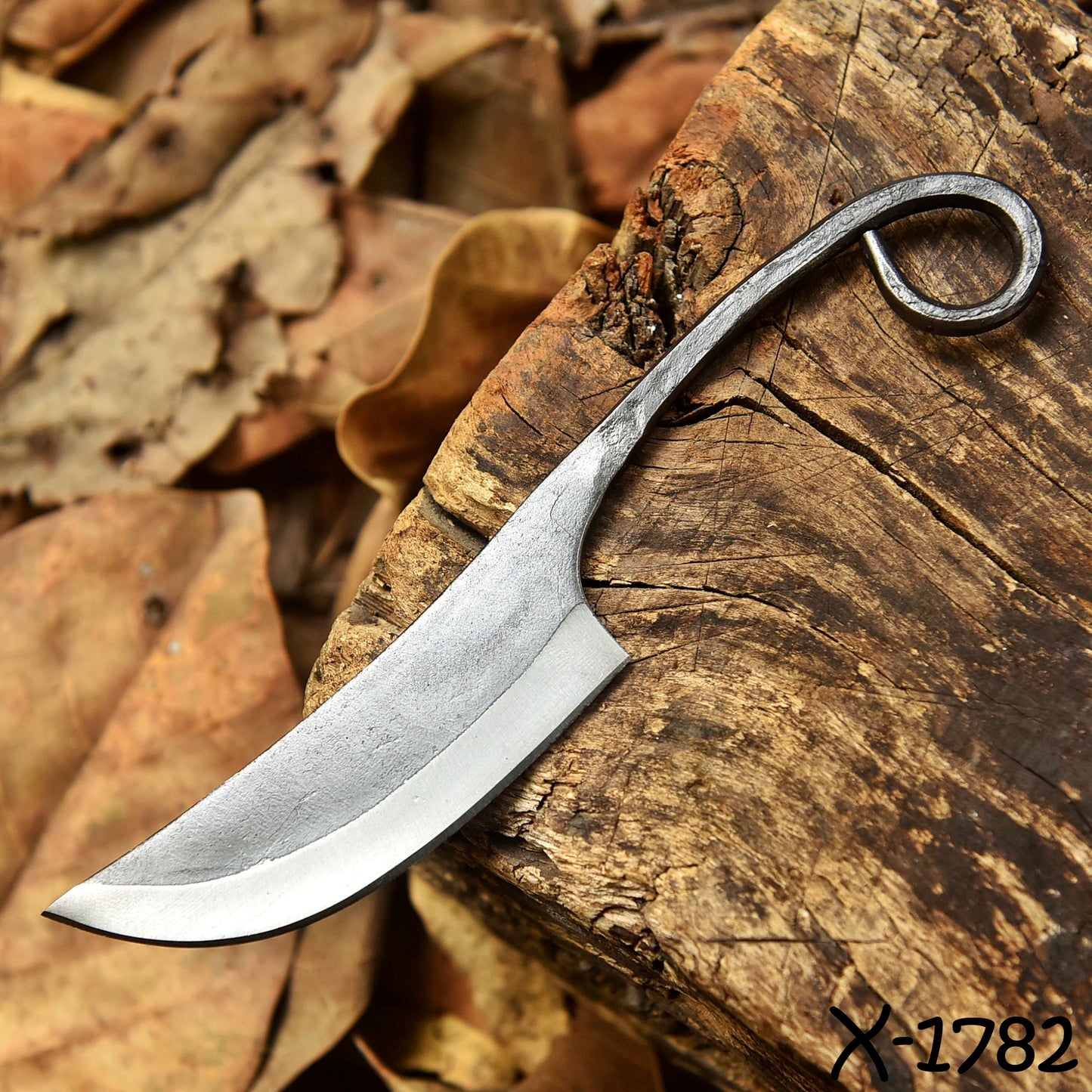 Master Crafted Blacksmith Fixed Blade Rustic Loop Handle Outdoor Design
