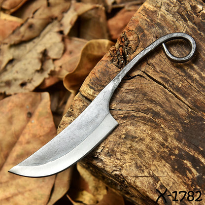 Master Crafted Blacksmith Fixed Blade Rustic Loop Handle Outdoor Design