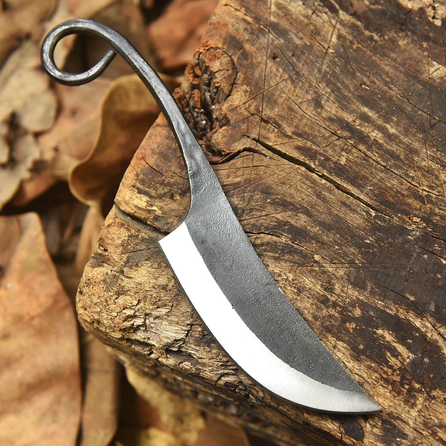 Master Crafted Blacksmith Fixed Blade Rustic Loop Handle Outdoor Design