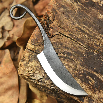 Master Crafted Blacksmith Fixed Blade Rustic Loop Handle Outdoor Design