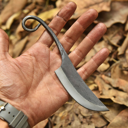 Master Crafted Blacksmith Fixed Blade Rustic Loop Handle Outdoor Design