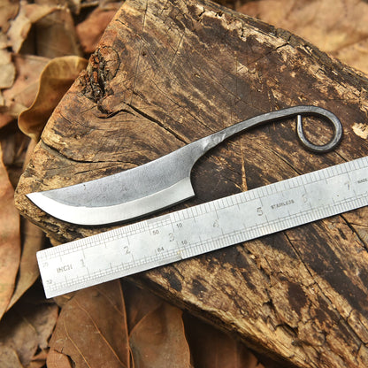 Master Crafted Blacksmith Fixed Blade Rustic Loop Handle Outdoor Design