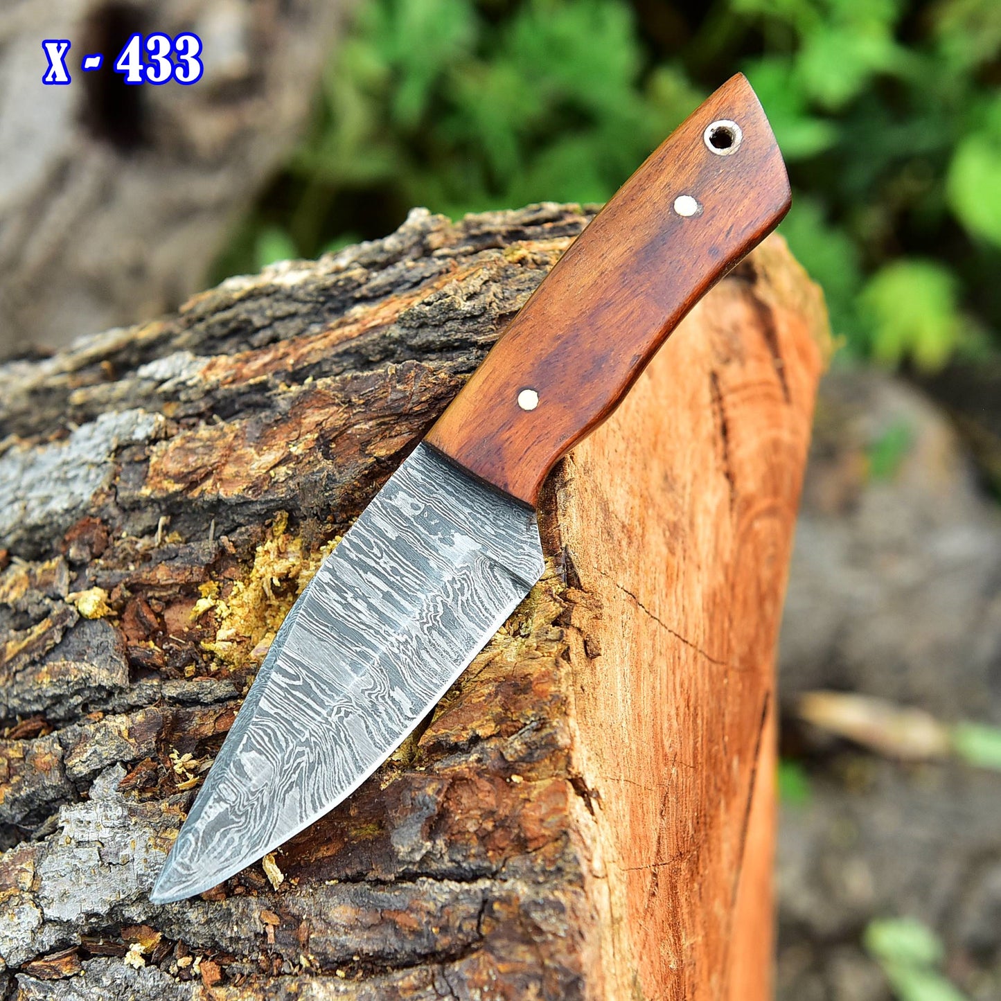 Custom Hand Forged Damascus Steel Fixed Blade Hunting Skinning Knife