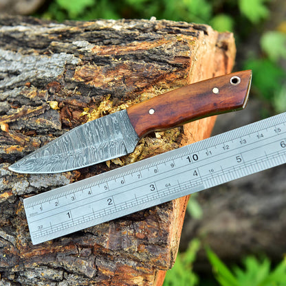 Custom Hand Forged Damascus Steel Fixed Blade Hunting Skinning Knife