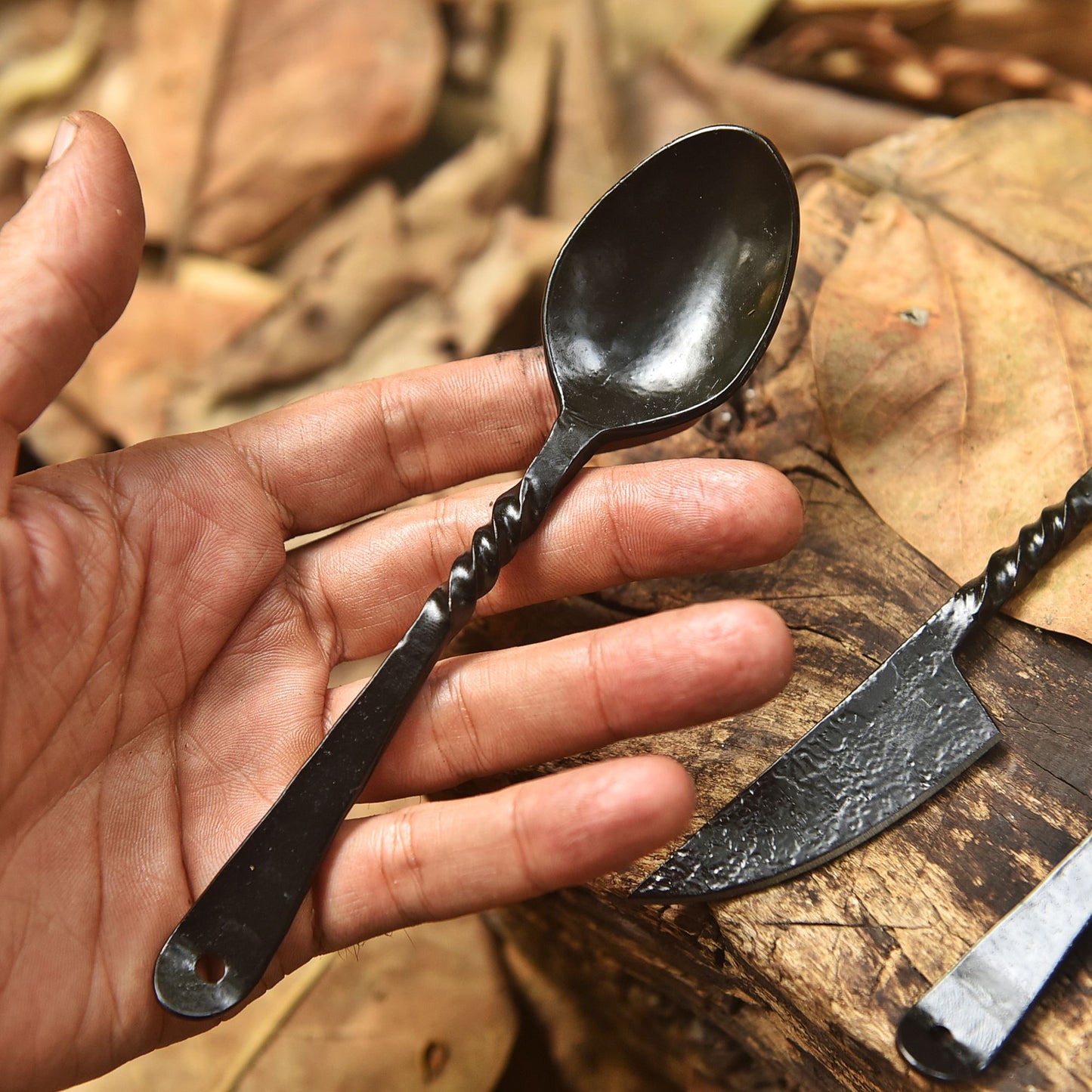 Handmade Traditional Hunter Camp  3-Piece Set Cutlery Artisan Forged