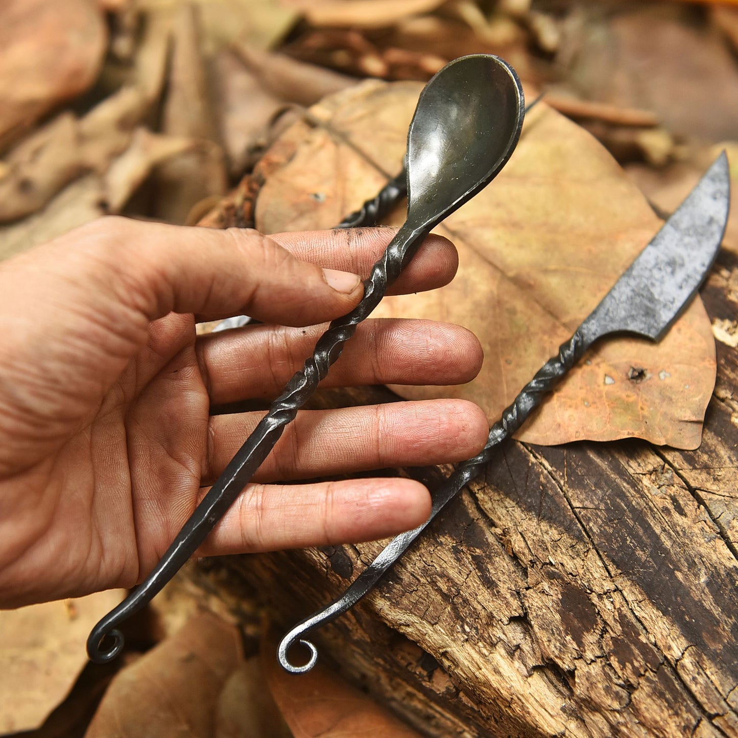 Heritage Hand Forged 3 Piece Cutlery Set Medieval Style Blacksmith Utensil Set