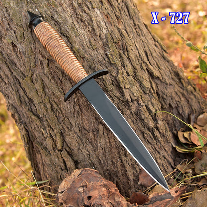Custom Handmade Carbon Steel V-42 Double Edge Dagger Knife Wood Handle