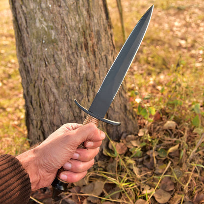 Custom Handmade Carbon Steel V-42 Double Edge Dagger Knife Wood Handle