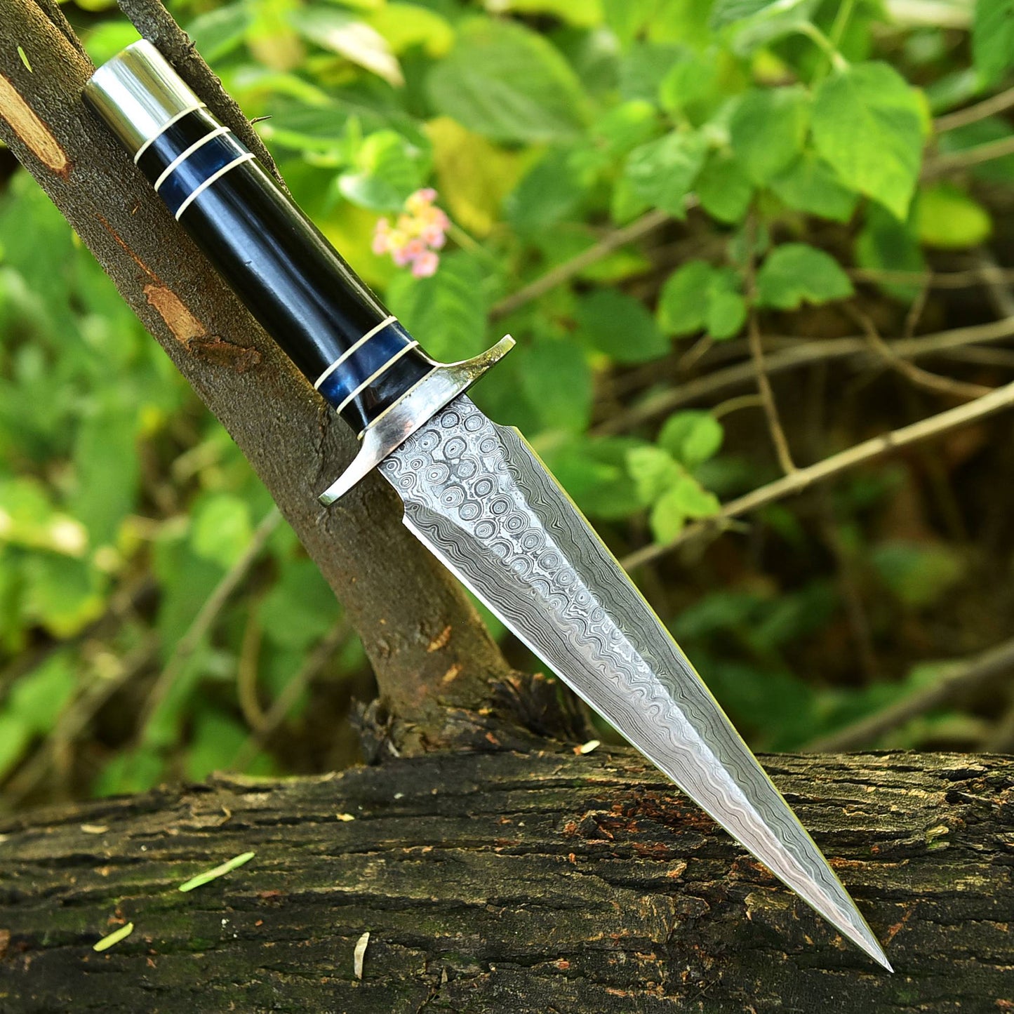 Handmade Damascus Steel Double Edge Blade Dagger Knife Resin Handle