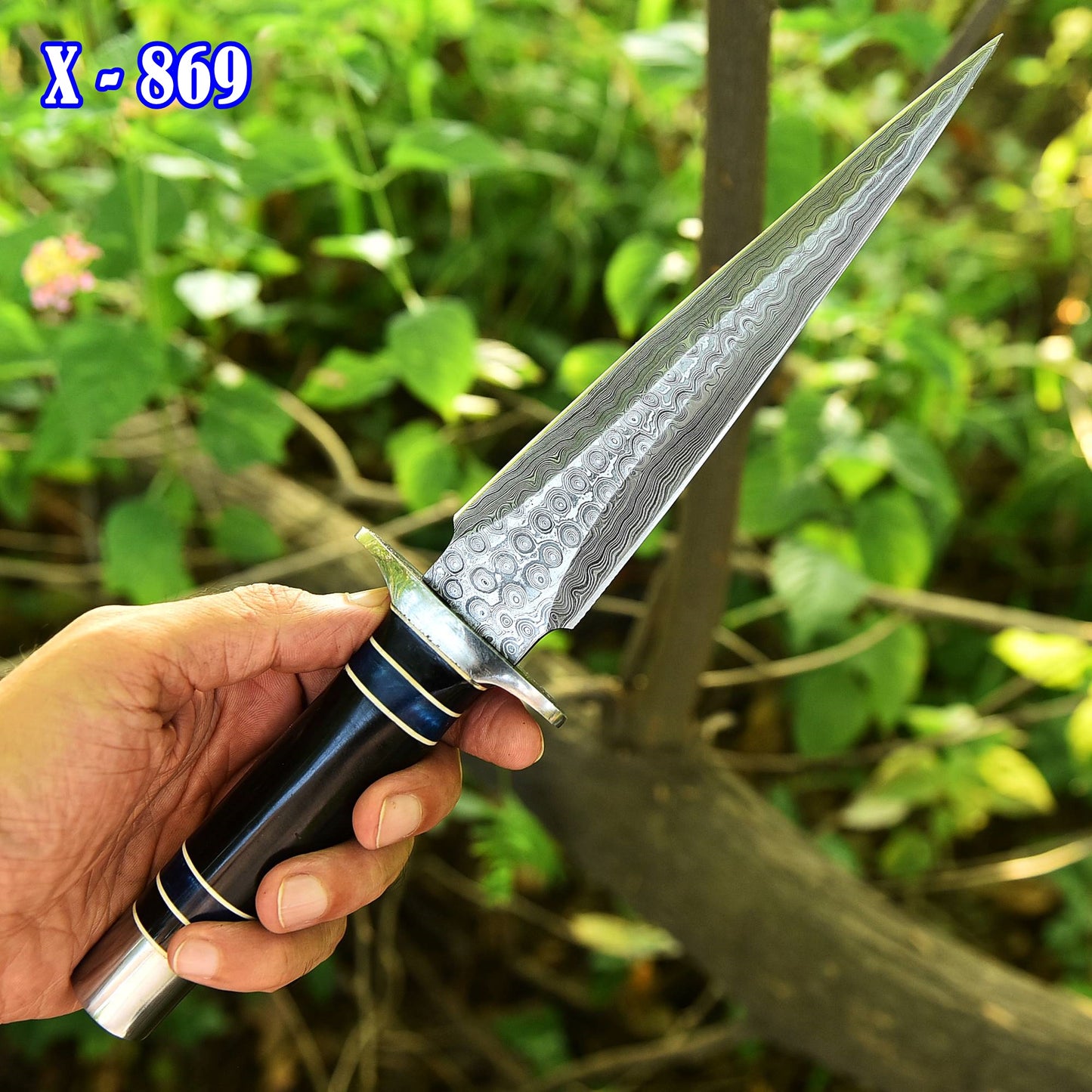 Handmade Damascus Steel Double Edge Blade Dagger Knife Resin Handle