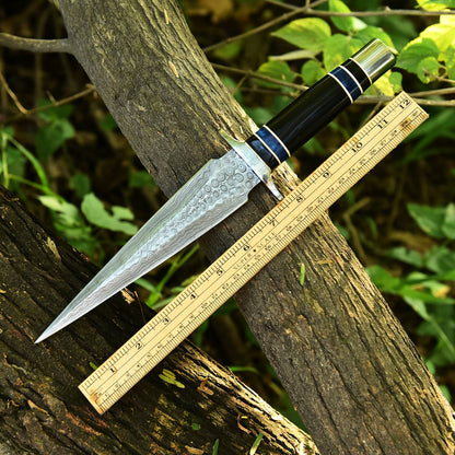 Handmade Damascus Steel Double Edge Blade Dagger Knife Resin Handle