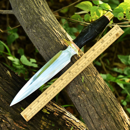 Handmade Carbon Steel Blade Double Edge Dagger Resin Brass Guard Handle
